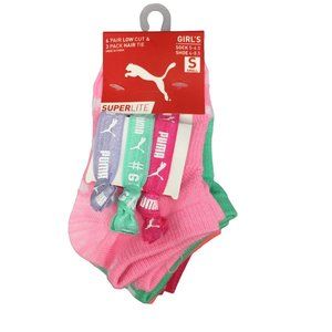 puma Girl's Low Cut Socks With Ponytail Holders 5 Pairs Size 4-8.5